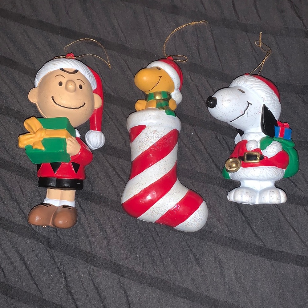 Vintage, Charlie Brown, Woodstock and Snoppy, Christmas Ornaments,